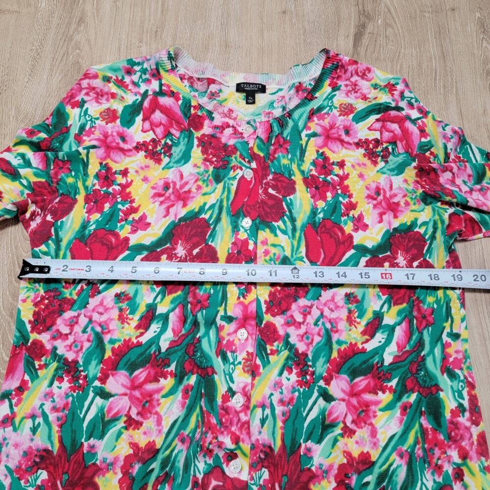 Talbots Floral Cardigan in Red, Green, Yellow, Pink - Picture 10 of 10